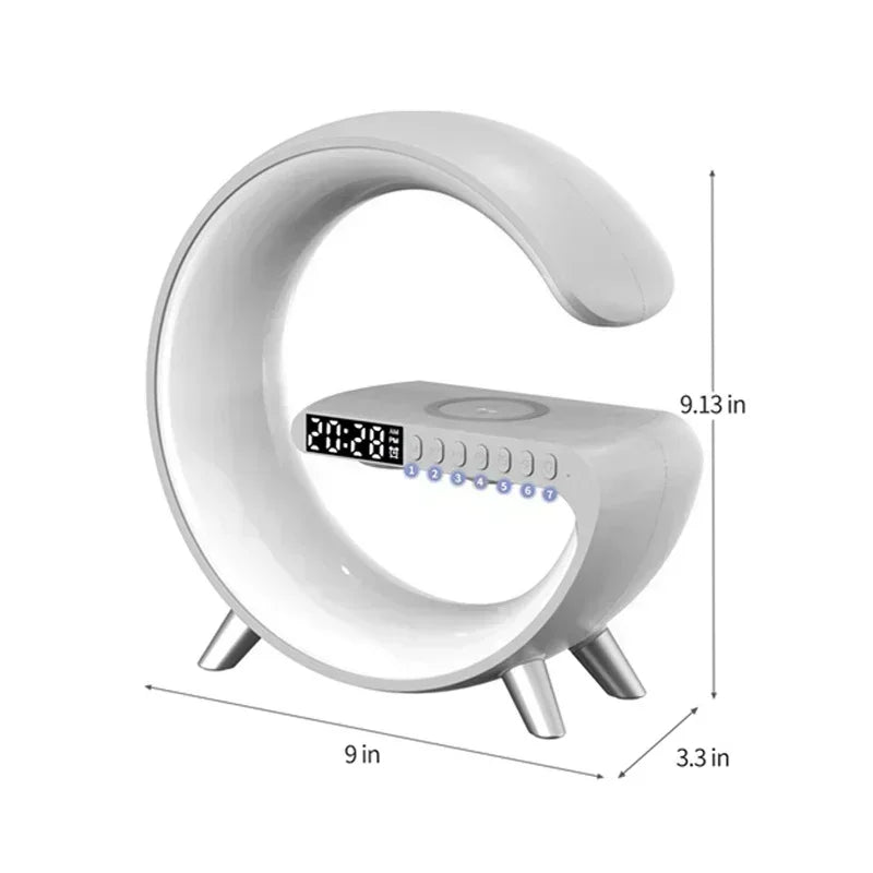 Wireless Charger Stand Stereo Bluetooth Speaker RGB Night Light Lamp Alarm Clock For Smartphone Fast Wireless Charging Station