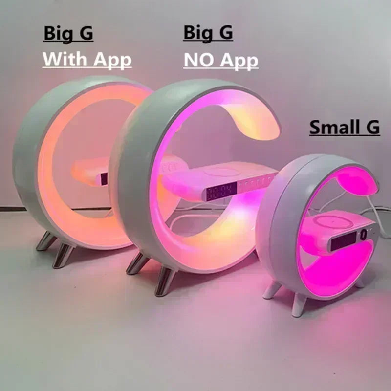 Wireless Charger Stand Stereo Bluetooth Speaker RGB Night Light Lamp Alarm Clock For Smartphone Fast Wireless Charging Station